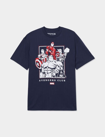 T-shirt manches courtes coton Avengers bleu marine homme