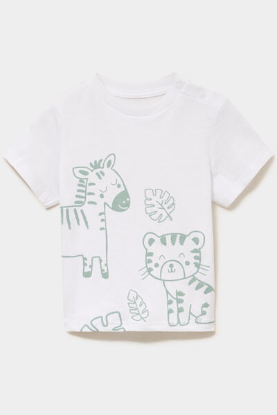 T-shirt &eacute;paule boutonn&eacute;e coton blanc b&eacute;b&eacute; gar&ccedil;on