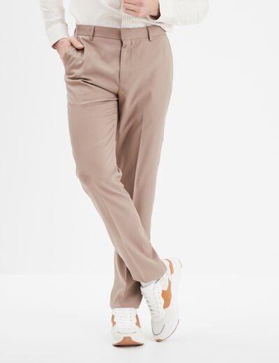 Pantalon droit avec pinces taupe homme