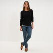 Gilet col rond manches longues noir femme