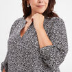 Blouse coupe droite manches 3/4 col en V noir femme grande taille