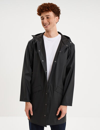 Parka imperm&eacute;able coupe-vent &agrave; capuche noir homme
