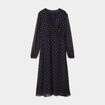 Robe longue empire manches longues bleu marine femme