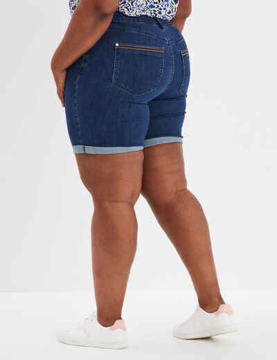 Bermuda taille haute 5 poches denim stone femme grande taille