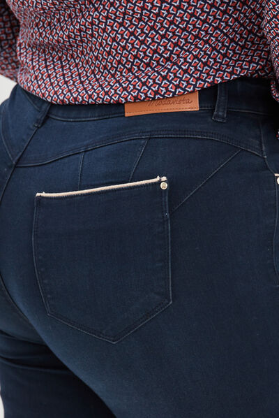 Jeans slim 5 poches avec liserés bleu femme grande taille