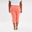 Pantalon corsaire skinny taille haute rose corail femme grande taille