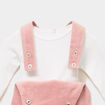 Ensemble 2 pi&egrave;ces salopette et t-shirt vieux rose b&eacute;b&eacute;