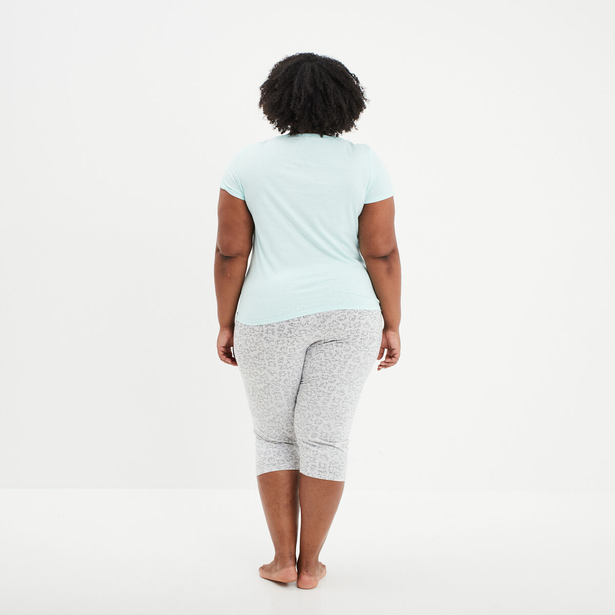 Ensemble pyjama corsaire 2 pi&egrave;ces bleu turquoise femme grande taille
