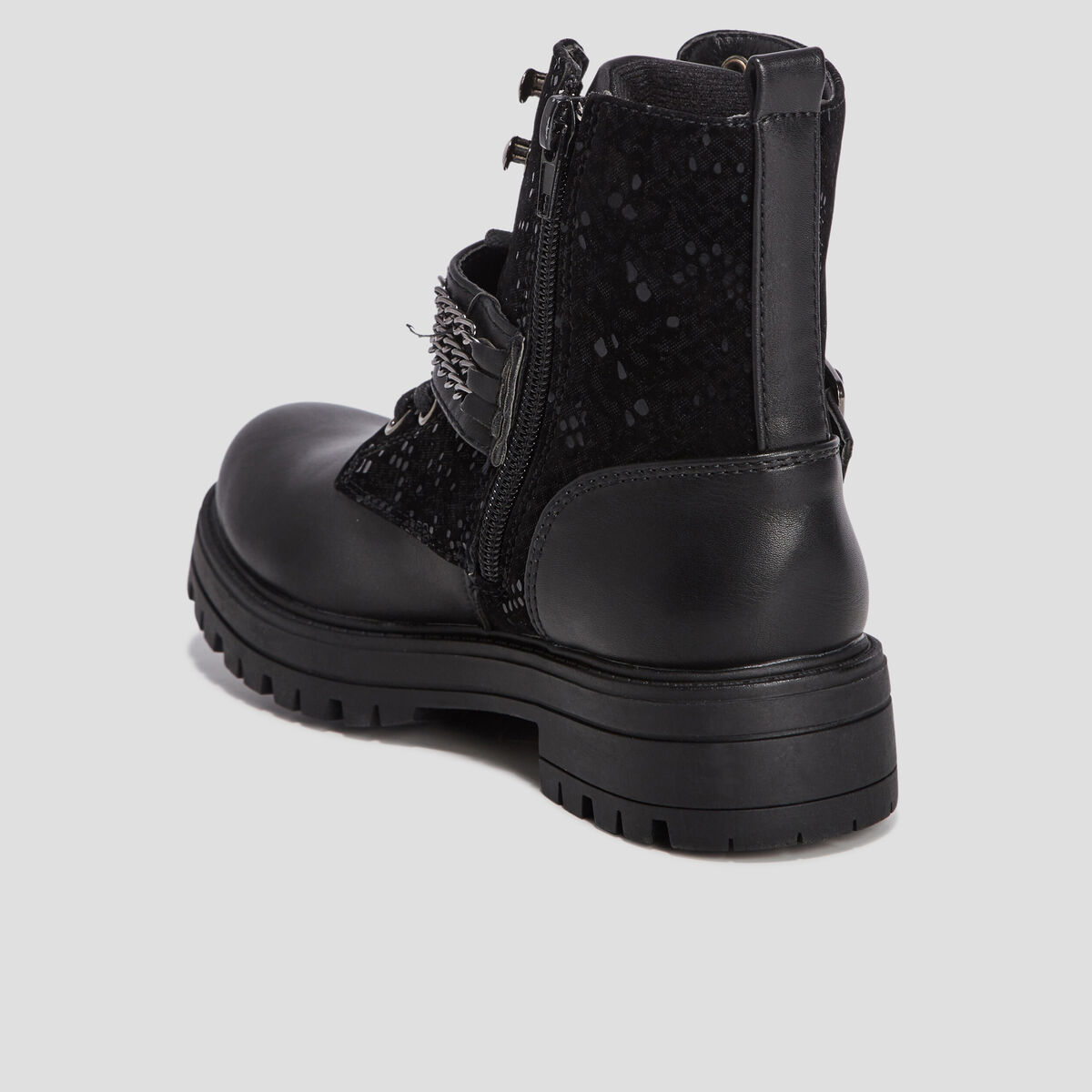 Bottines avec chaînes noir fille