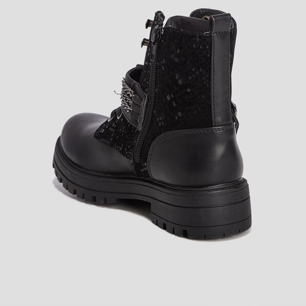 Bottines avec chaînes noir fille