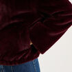 Veste fausse fourrure col montant bordeaux femme