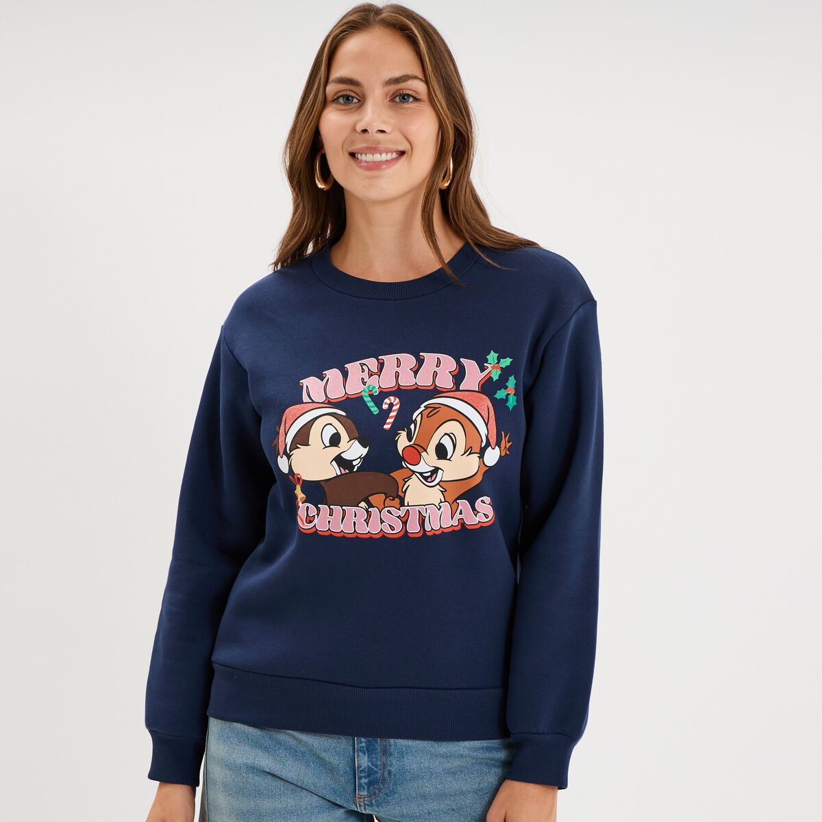 Sweat manches longues Tic et Tac bleu marine femme