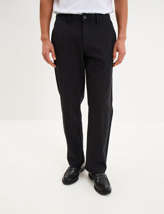 Pantalon chino regular taille &eacute;lastiqu&eacute;e noir homme