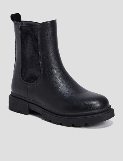 Bottines chelsea crantées noir fille