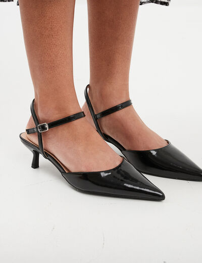 Escarpins vernis kitten heels noir femme