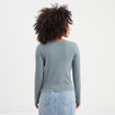 T-shirt col rond manches longues coton gris femme