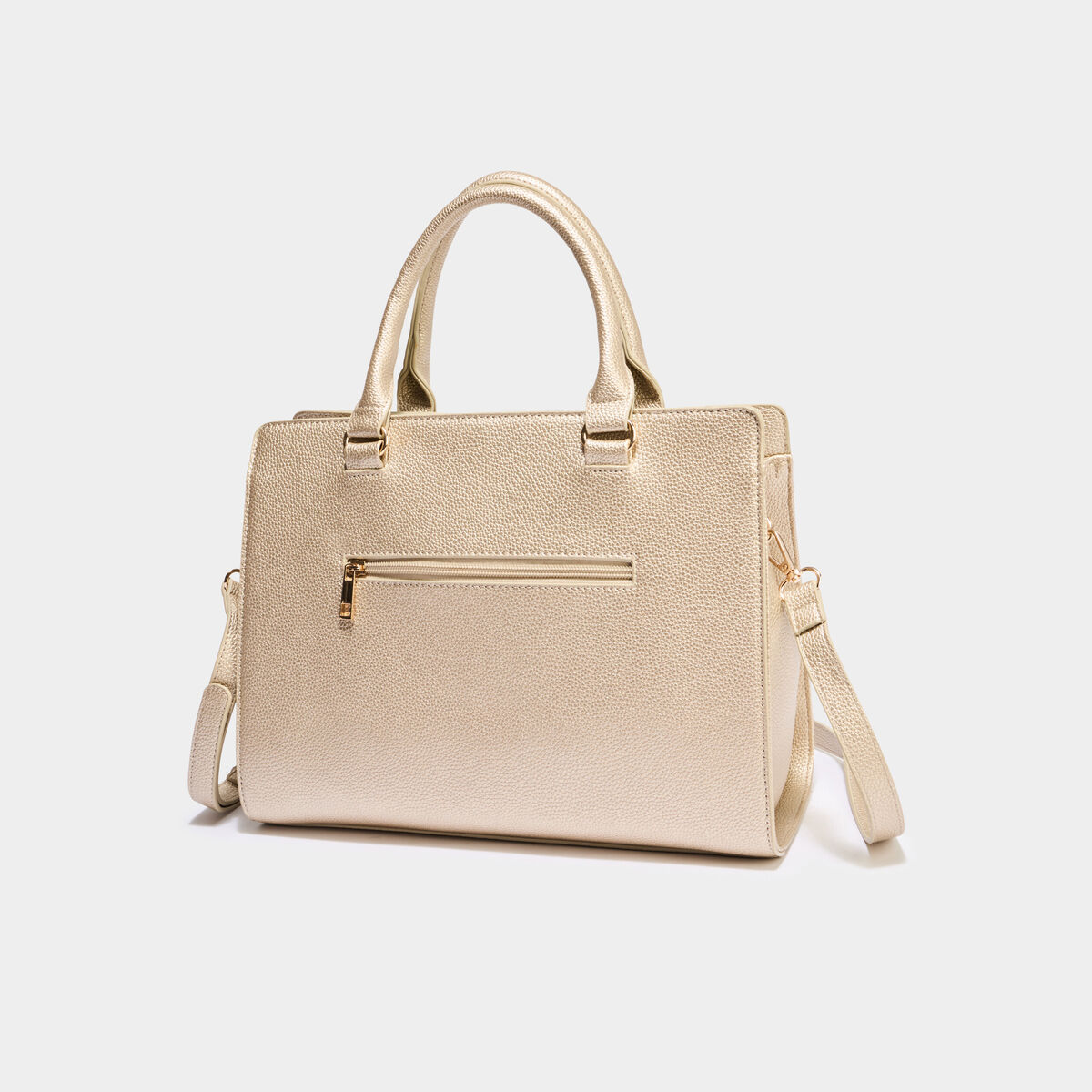 Sac rectangulaire bandouli&egrave;re ajustable couleur or femme