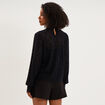 Blouse dentelle col montant noir femme