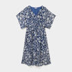 Robe longue taille smock&eacute;e bleu marine femme grande taille
