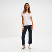 T-shirt col rond manches courtes rose clair femme