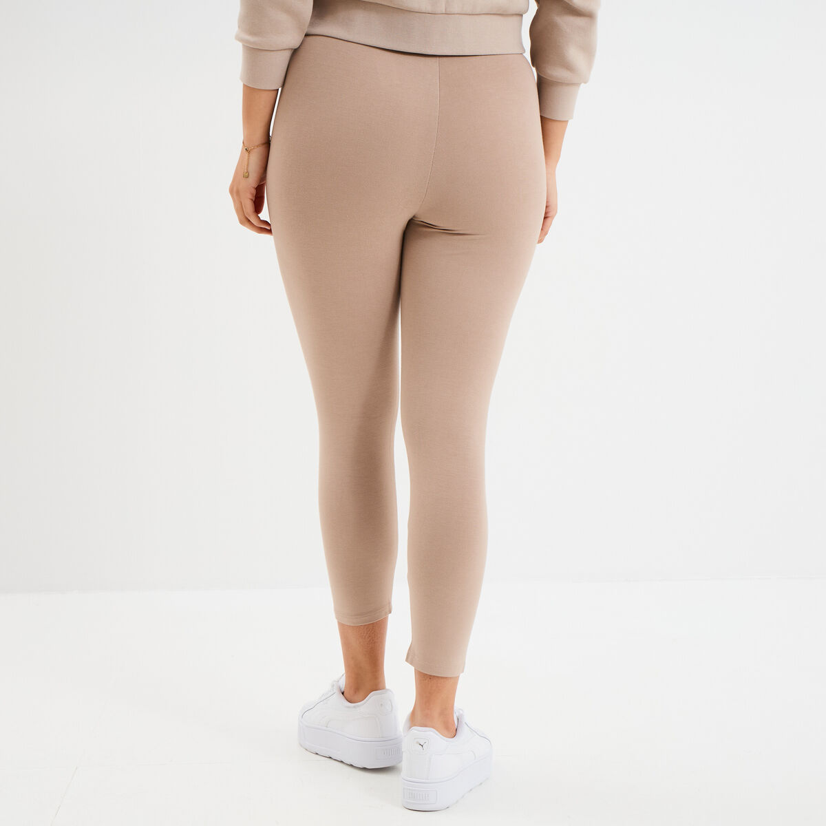 Legging élastiqué 7/8ème sable femme