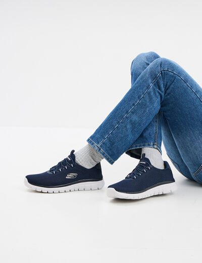 Baskets running lacets élastiqués bleu homme
