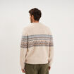 Pull jacquard col rond manches longues ecru homme