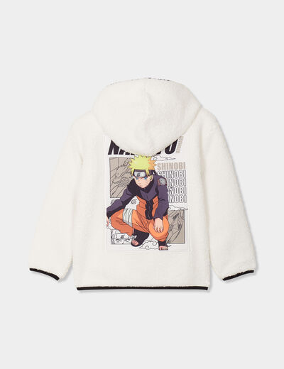 Gilet zippé capuche aspect mouton Naruto ivoire garçon