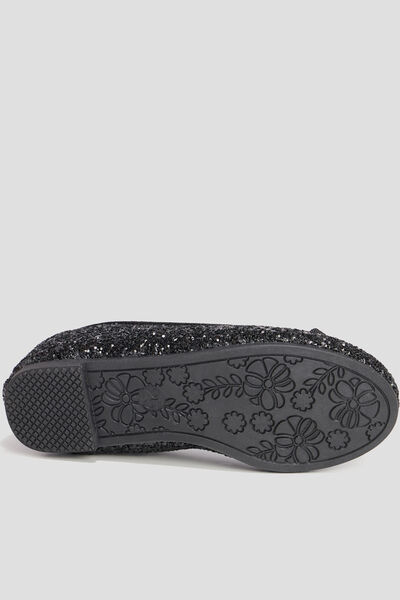 Ballerines &agrave; paillettes avec bride noir fille