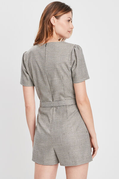 Combishort large ceinturée noir femme