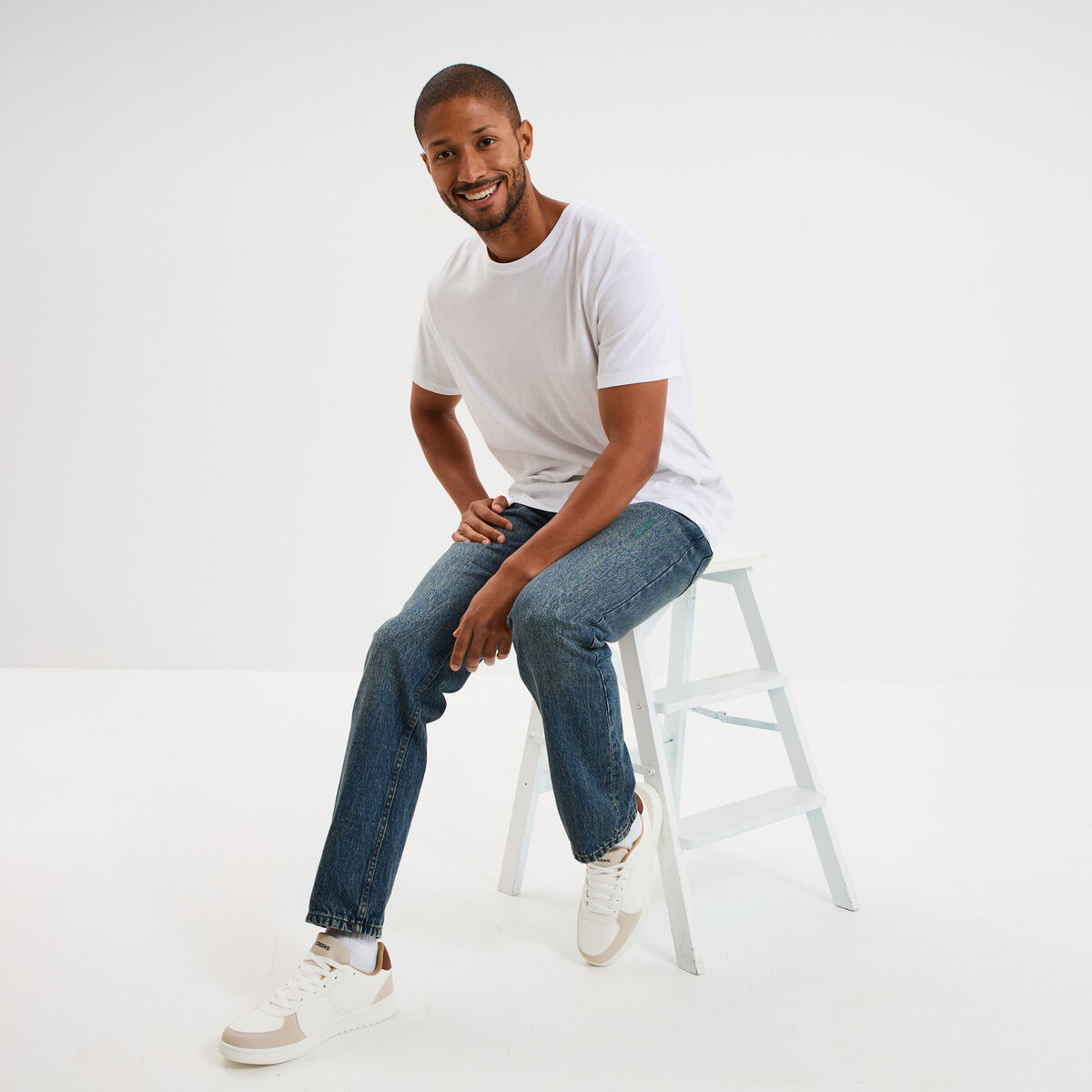 Jeans regular 5 poches coton denim dirty homme