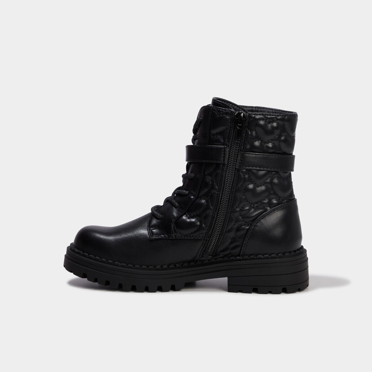 Boots matelass&eacute;es avec boucles noir fille