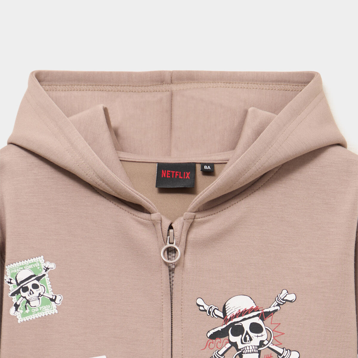 Sweat zipp&eacute; &agrave; capuche One Piece sable gar&ccedil;on