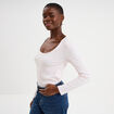 T-shirt coton stretch manches longues rose clair femme
