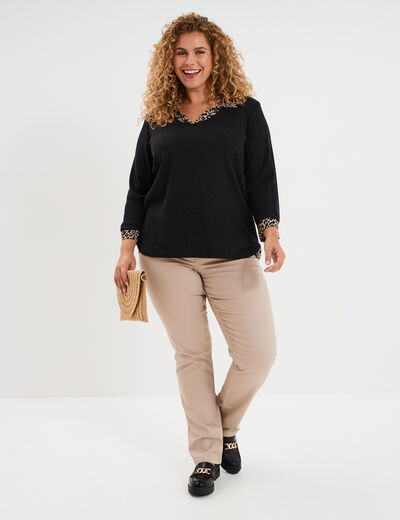 Pantalon straight taille haute Modavista sable femme grande taille