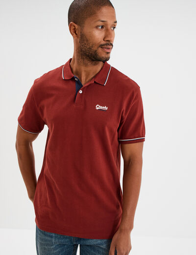 Polo avec broderie poitrine coton Creeks rouge foncé homme