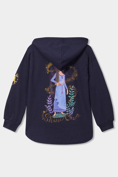 Sweat long Wish Asha et la bonne étoile bleu marine fille