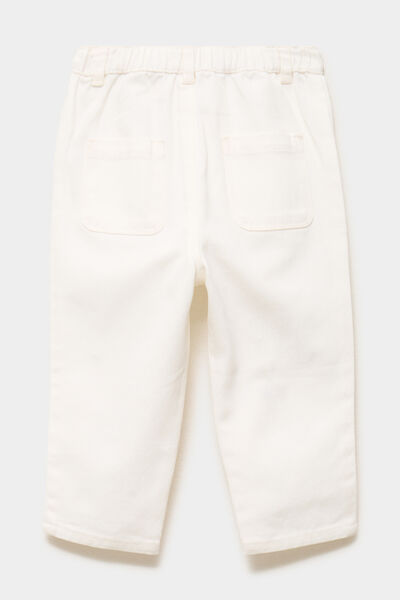 Pantalon brod&eacute; taille ajustable coton creme b&eacute;b&eacute; fille