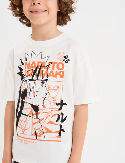 T-shirt manches courtes coton Naruto ivoire garçon