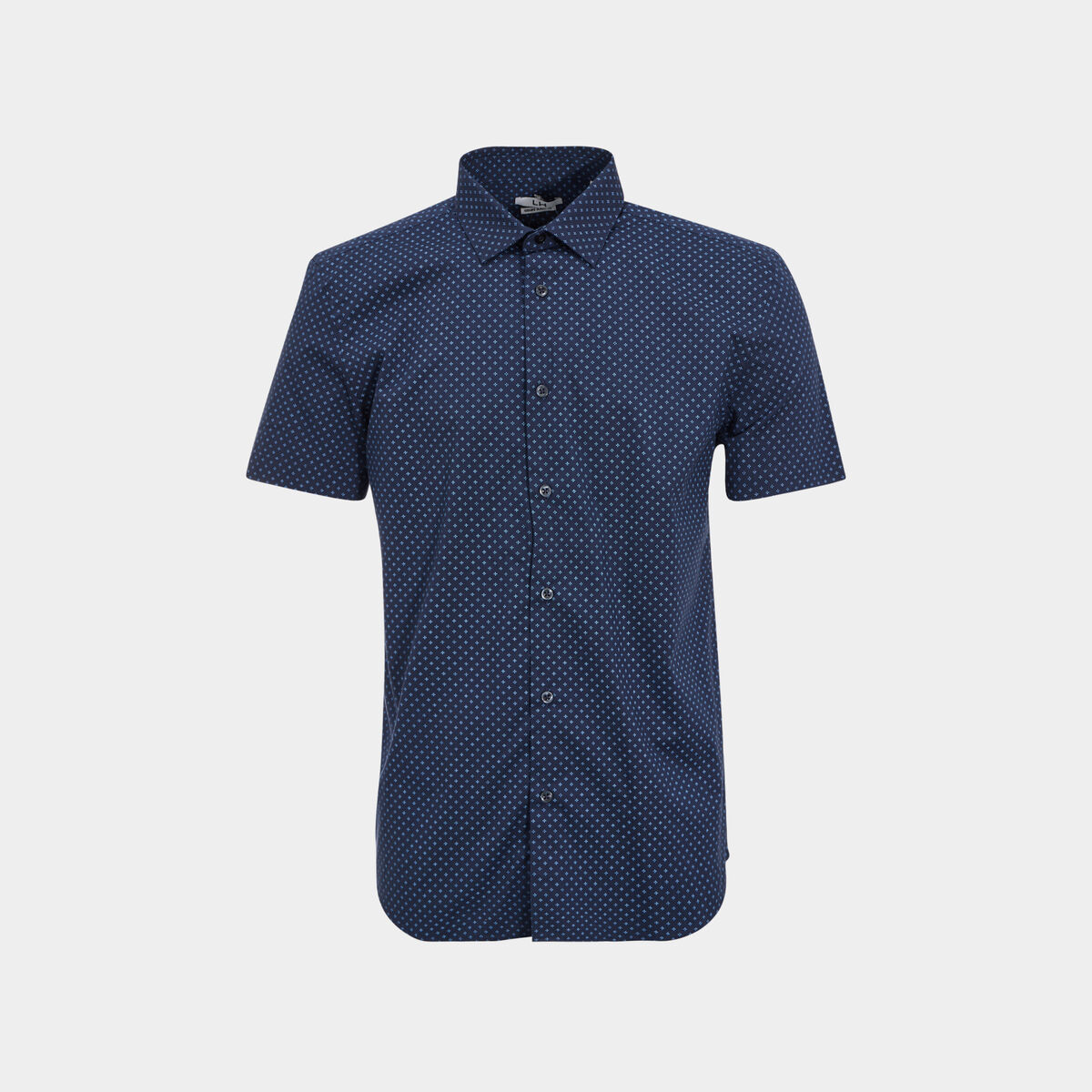 Chemise manches courtes coton bleu marine homme