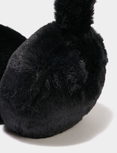 Cache-oreilles fausse fourrure noir femme