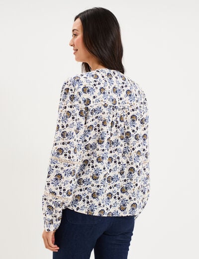 Blouse manches ballons coton ecru femme