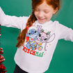 T-shirt manches longues No&euml;l Stitch blanc fille