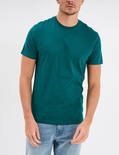 T-shirt en coton manches courtes vert émeraude homme