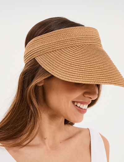 Visi&egrave;re paille tress&eacute;e sable femme