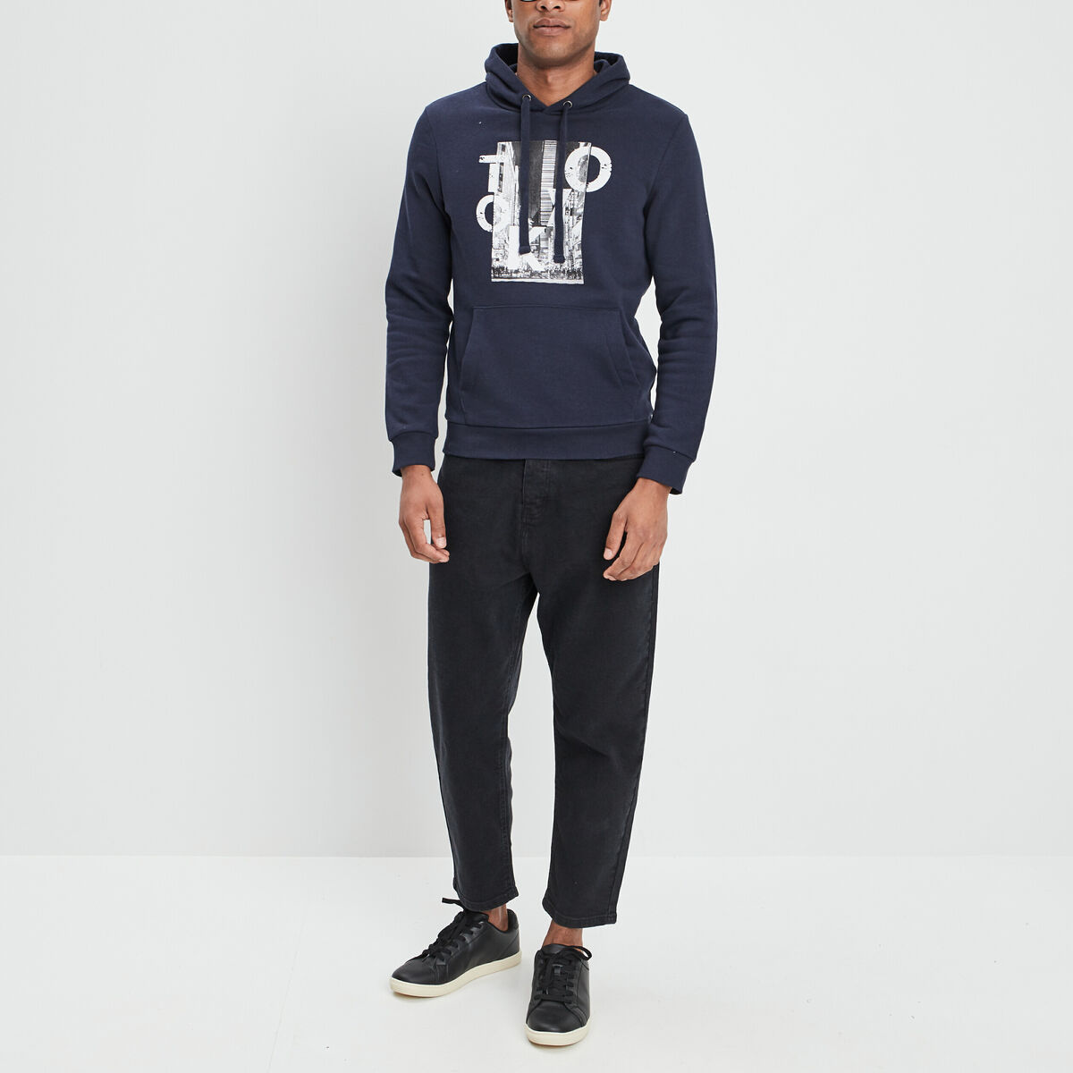 Sweat à capuche hoodie bleu marine homme