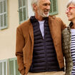 Blouson col motard en su&eacute;dine zipp&eacute; camel homme