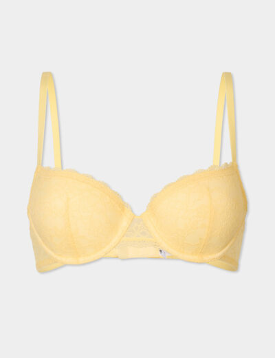 Soutien-gorge corbeille paddé dentelle jaune clair femme