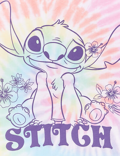 T-shirt col rond manches courtes Stitch multicolore fille