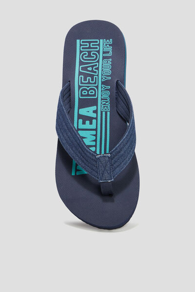 Tongs brides en jean Wamea Beach bleu homme